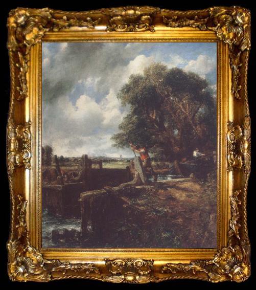 framed  John Constable Flatford Lock 19April 1823, ta009-2